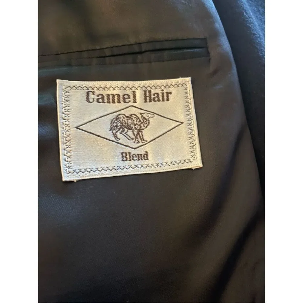 Men’s Black Wool Blend Camel Hair Sports Coat Size 44